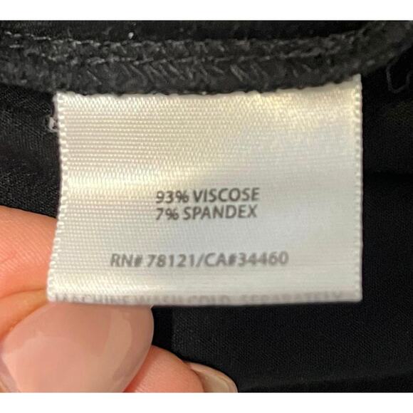 Eileen Fisher 3/4 Sleeve Scoop Neck Ruffle Bib Obsidian Black Tunic Dress sz. L - Picture 7 of 7